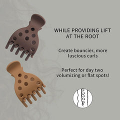 Ivyu clip in crown of curly hair adding visible lift and shape
