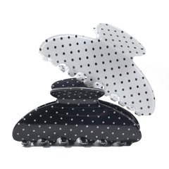 Ivyu clip front view showing polka dot pattern and glossy finish for style