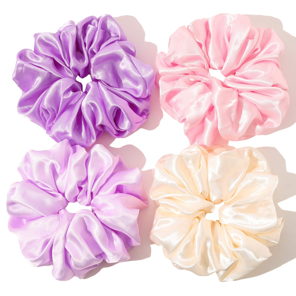 Ivyu satin scrunchie front view showing glossy finish and volume benefit