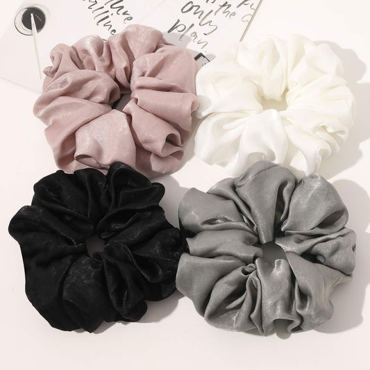 Ivyu scrunchie front view showing satin sheen and gentle hold