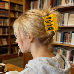 Ivyu detail of printed warning label clear lettering for expressive mood signaling