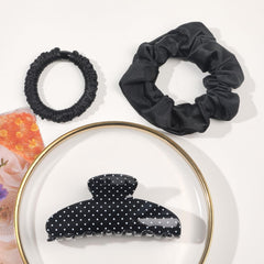 Ivyu set with two black satin scrunchies offering gentle, crease-free hold