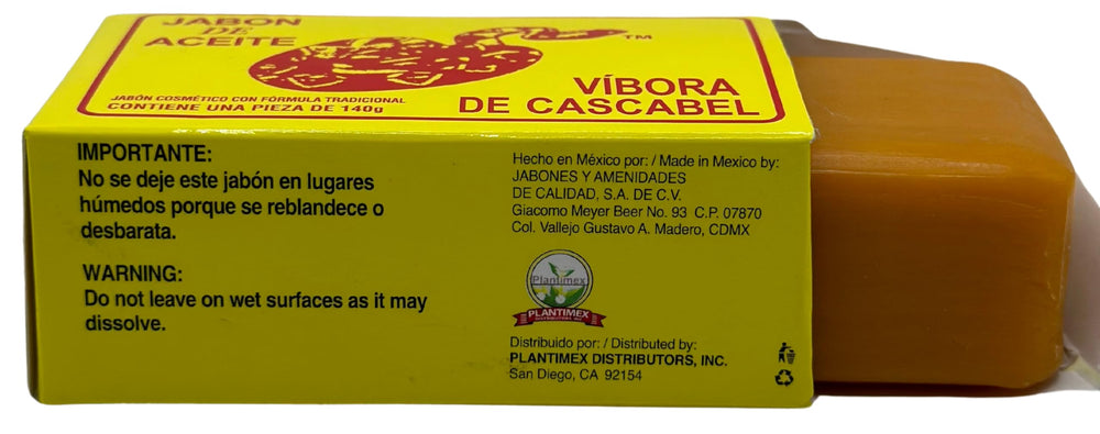JABON DE ACEITE VIBORA DE CASCABEL herbs and mineral ingredients highlighting natural blend