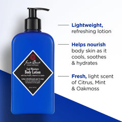Jack Black pump dispensing lotion close-up illustrating easy one-handed use and controlled application