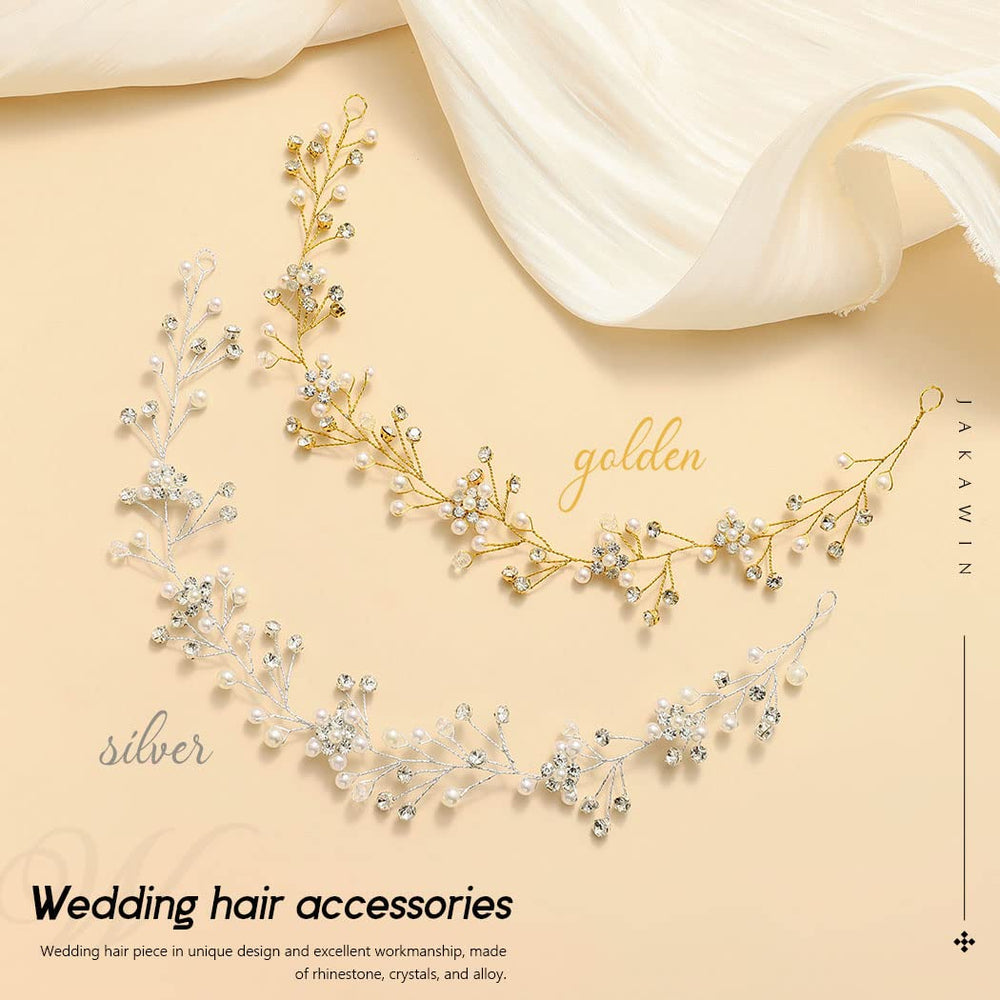 JAKAWIN close-up of pearl and crystal flowers, detailed sparkle adds refinement