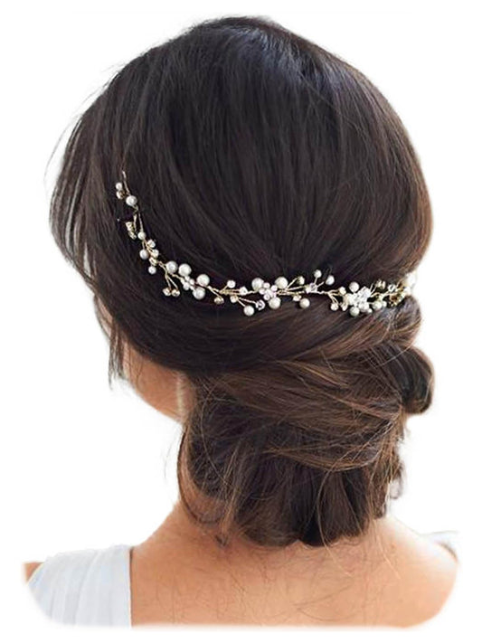 JAKAWIN front view showing silver hair vine and packaging, elegant accessory benefit