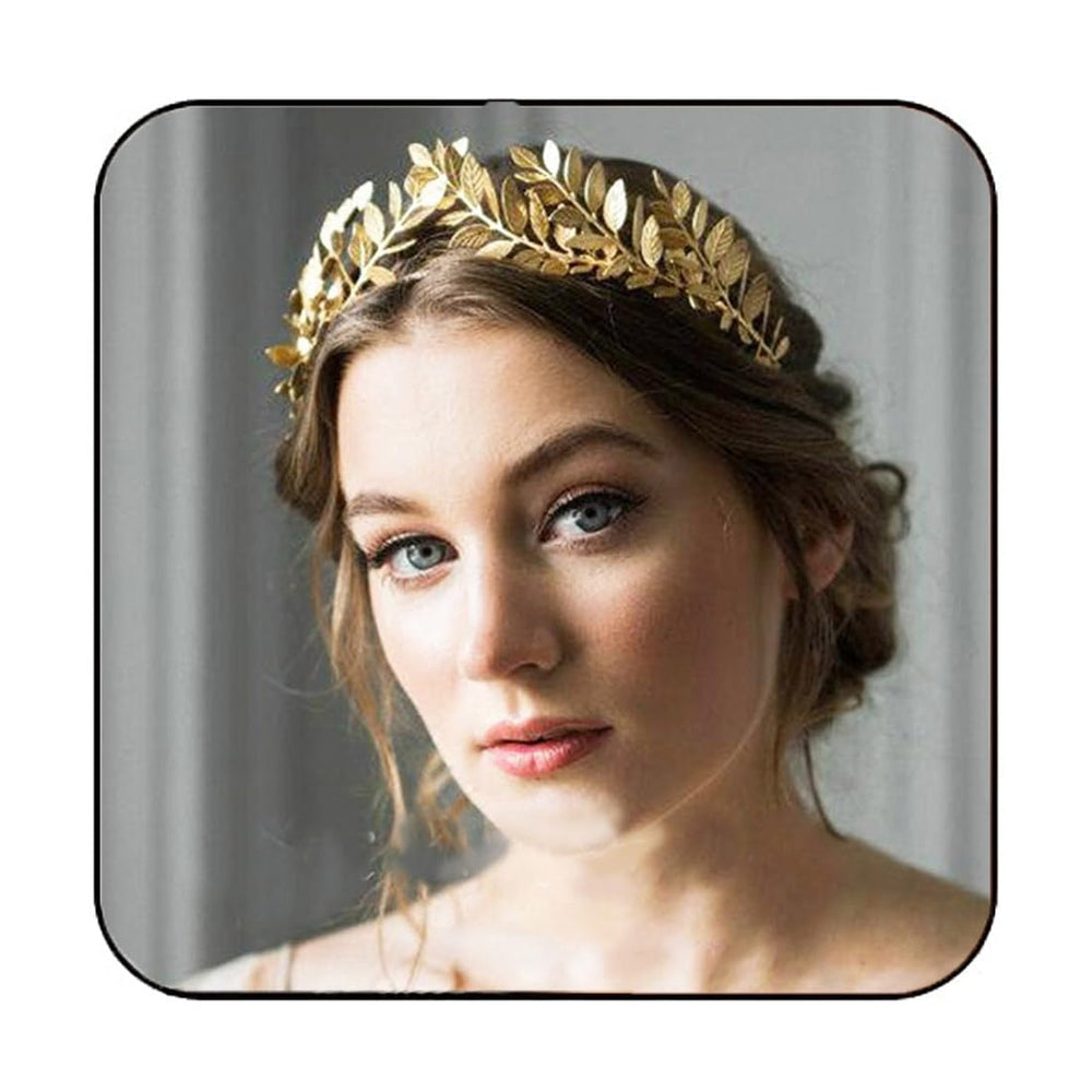 JAKAWIN front view gold leaf crown showcasing elegant balance and shine