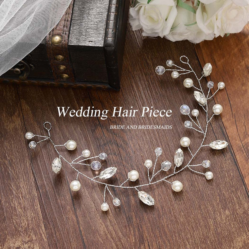 JAKAWIN hair piece in a half-up hairstyle adding soft pearl highlights