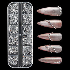 Jaliya applied rhinestones on manicured nail highlighting decorative impact and durability