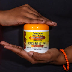 Jamaican Mango & Lime on bathroom shelf suggesting consistent styling routine