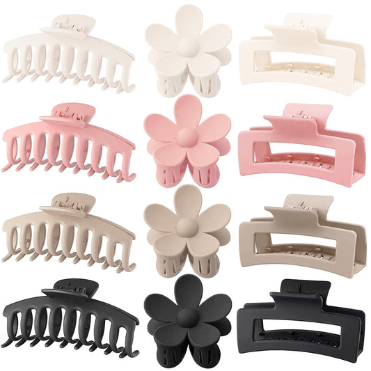 JANFUN front view of 12-pack clips showing colors and styles with clear organization benefit