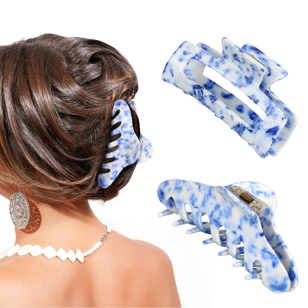 Janinka front packaging showing two blue and white claw clips and gift-ready appeal