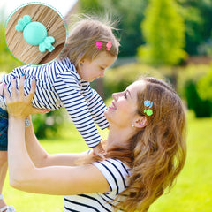 Janinka barrette securing toddler ponytail for tidy hair and comfortable fit