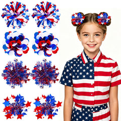 JANYUN front packaging showing eight red white blue pom pom clips and neat arrangement for gifting