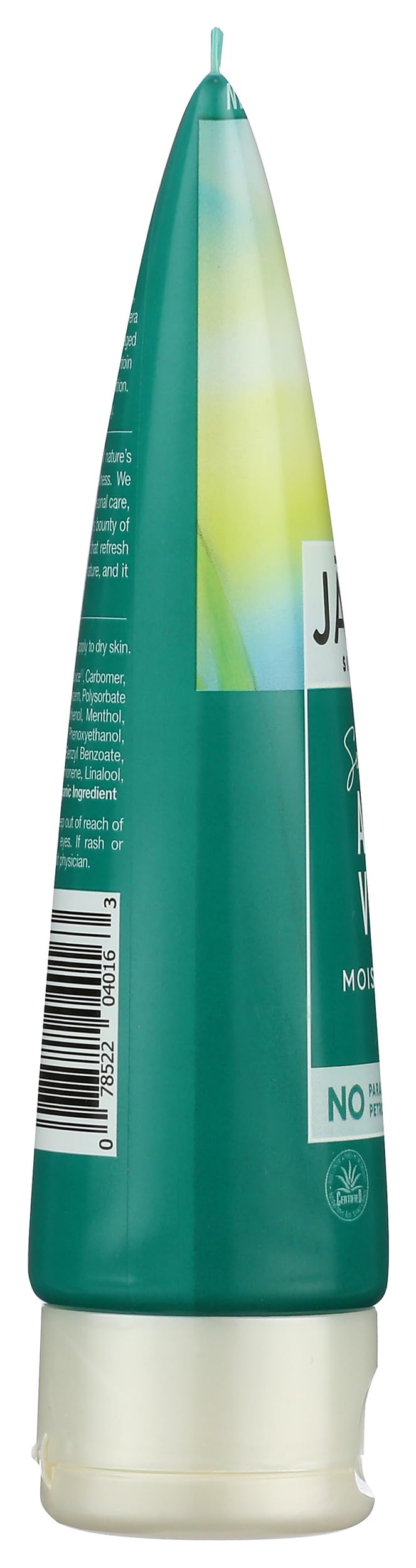 Jason label close-up showing certified aloe purity and ingredient clarity