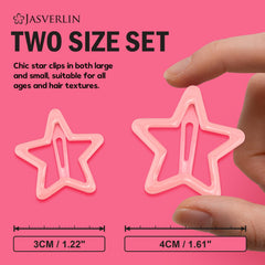JASVERLIN close-up of star clip detail showing secure metal snap and design benefit
