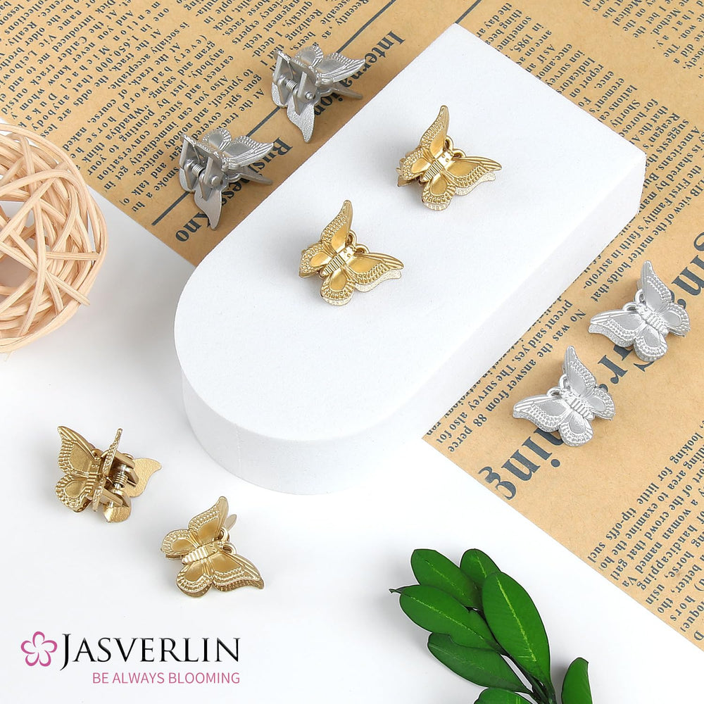 JASVERLIN clustered butterfly clips decorating a braid, adds vintage Y2K flair