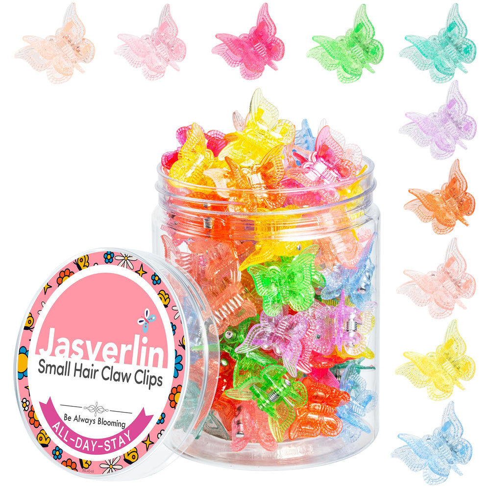 JASVERLIN front packaging showing 50 colorful butterfly clips and benefits