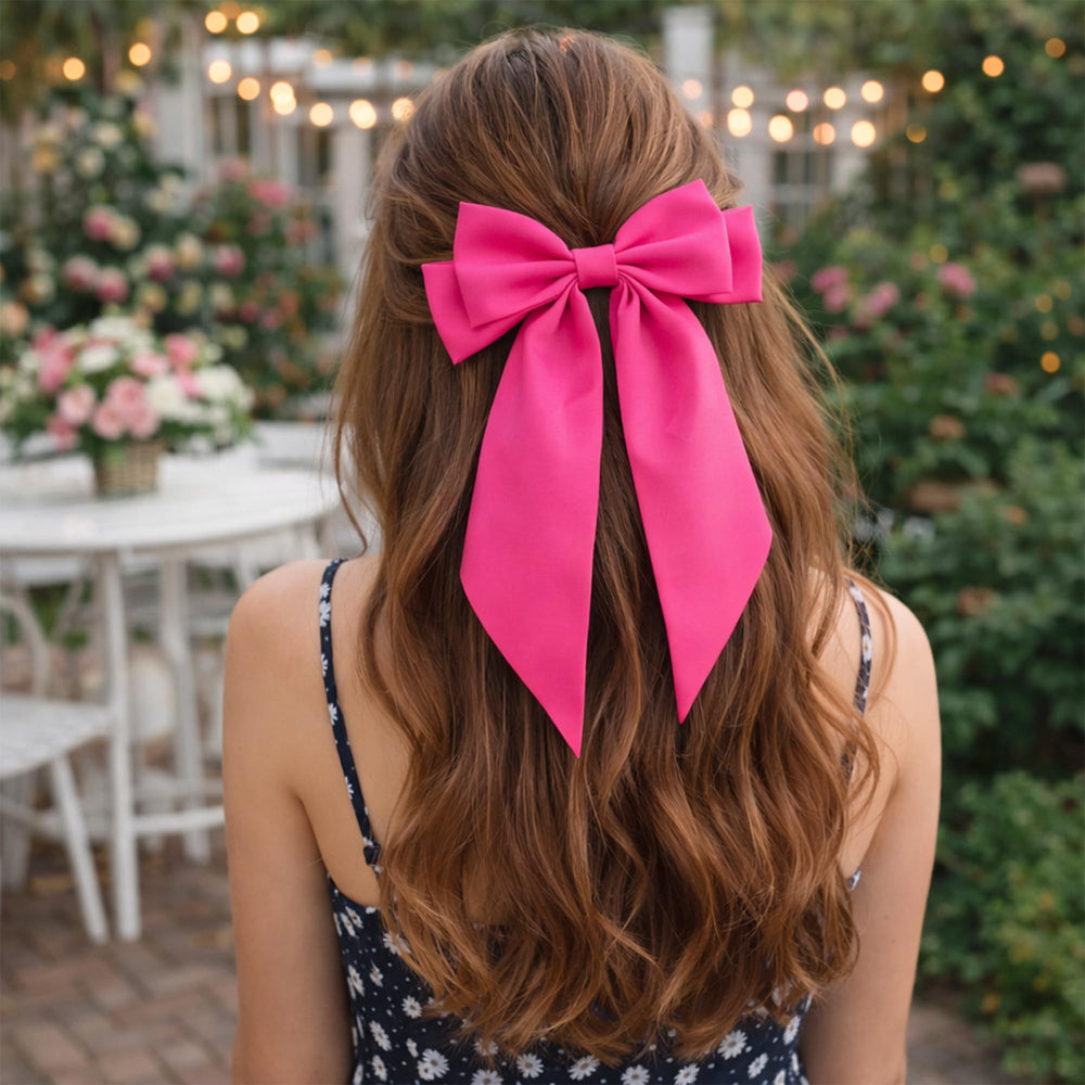 JazSwirl four neon bows flat lay showing color options and styling benefit