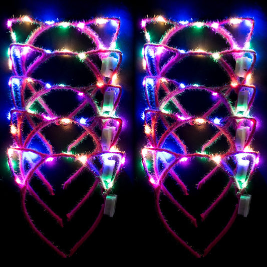 Jeffan front view of ten packaged cat ears showing party-ready appeal