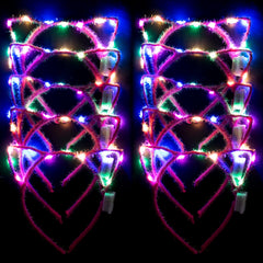 Jeffan front view of ten packaged cat ears showing party-ready appeal