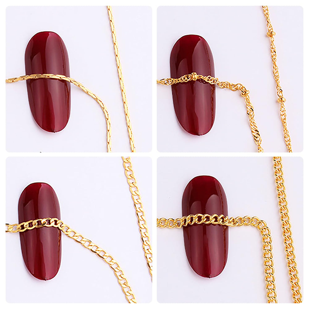 JERCLITY cascading chains on manicured nails adding 3D visual impact