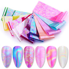 JERCLITY ten aurora foil rolls spread out showing variety and length