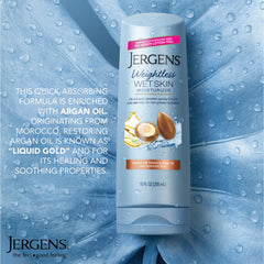 Jergens applied in shower demonstration showing quick post-shower use