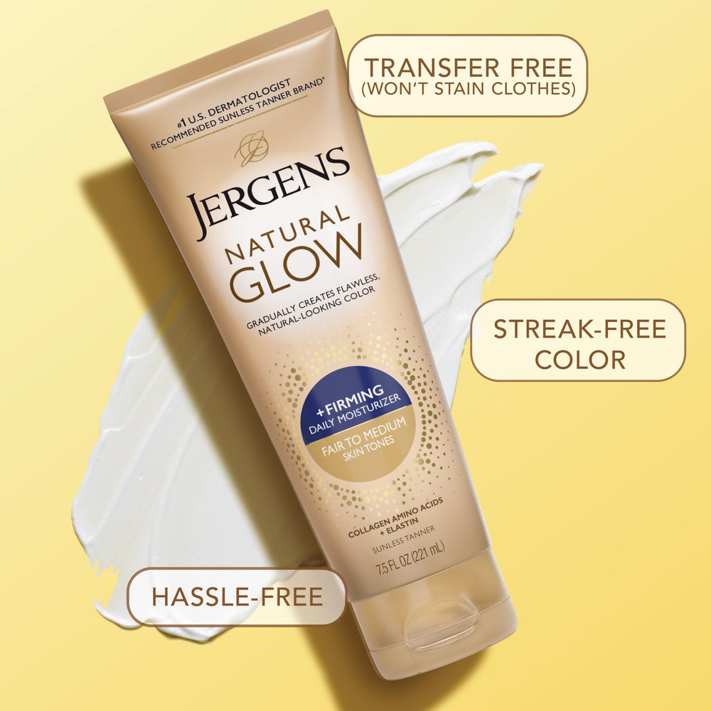 Jergens before after one week comparison revealing gradual glow and improved skin texture