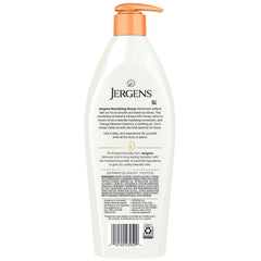 Jergens bottle beside common items showing 16.8 oz scale benefit