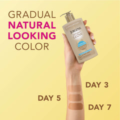 Jergens hydra gel applied on arm for even, streak-free bronzing benefit