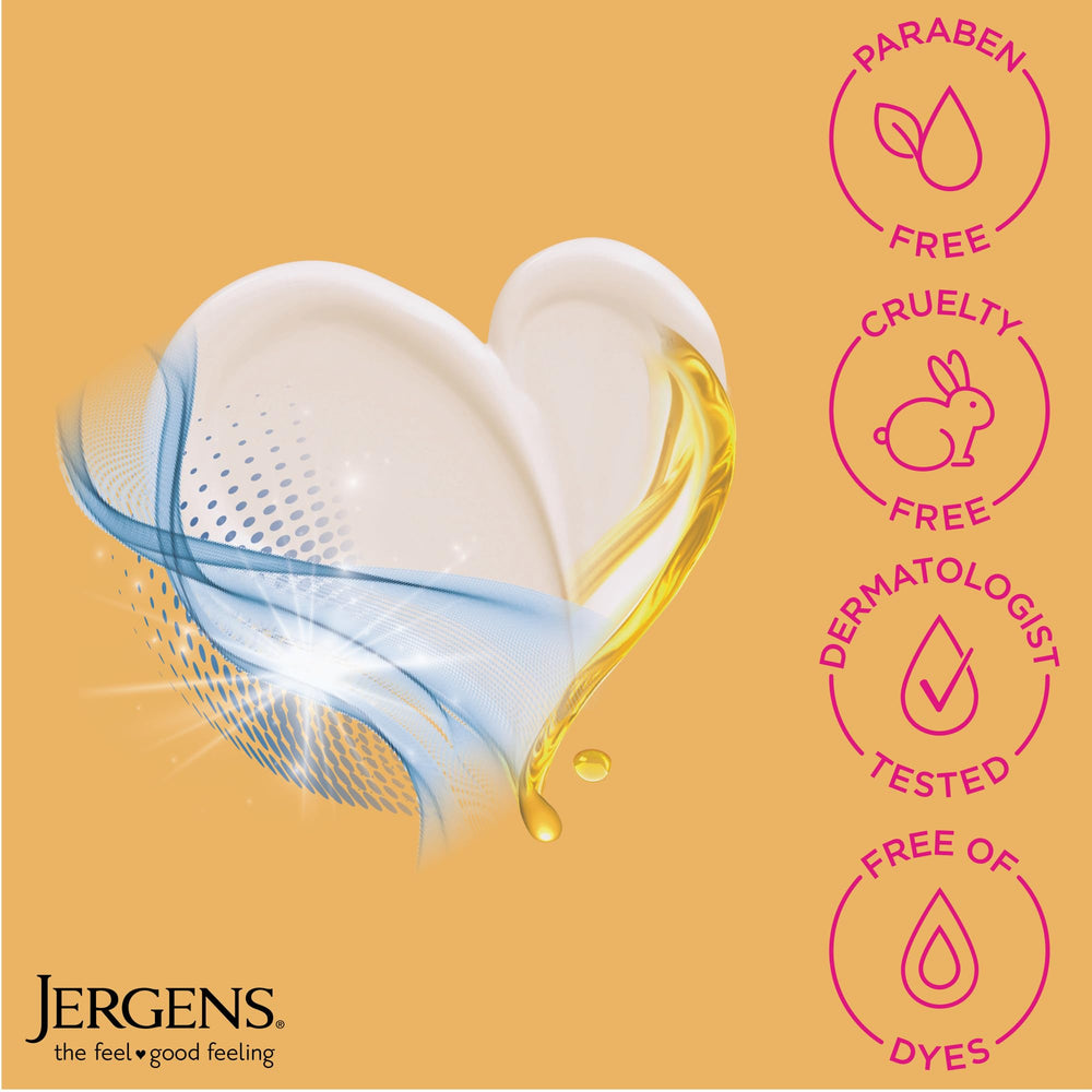 Jergens lotion sinking into skin close-up demonstrating fast absorption and lasting moisture