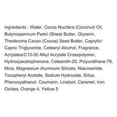 Jergens ingredients label close-up showing vegan and paraben-free benefits