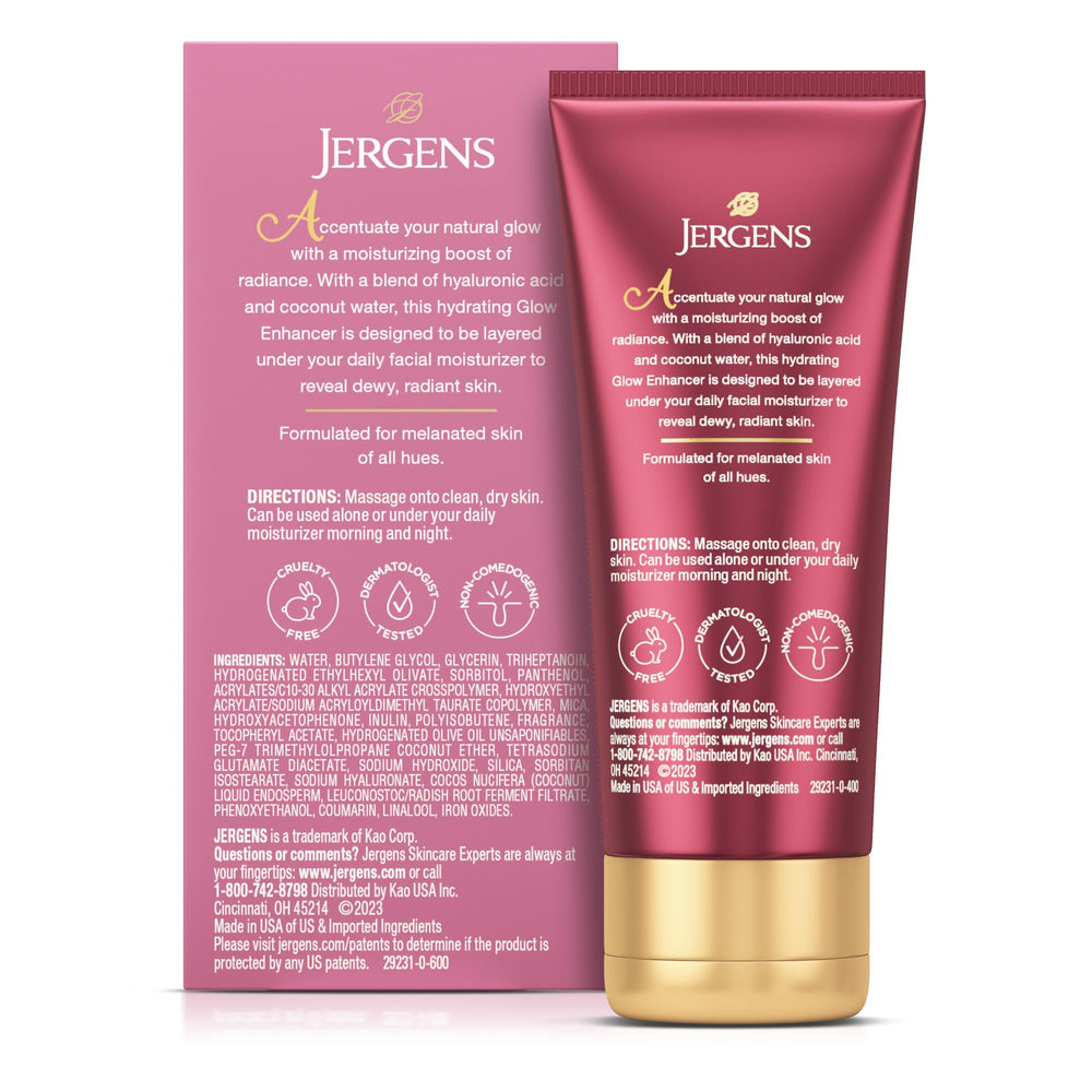 Jergens Melanin Glow in bathroom routine setting showing layering under moisturizer