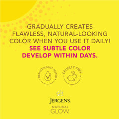 Jergens being applied to cheek demonstrating even coverage and natural glow