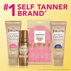 Jergens with exfoliating mitt showing preparation for even tan