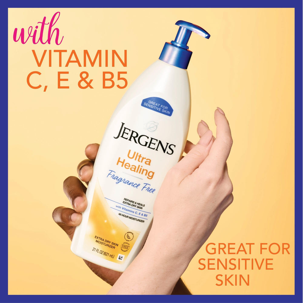 Close-up of Jergens lotion texture highlighting smooth consistency for dry skin