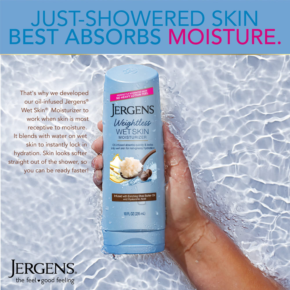 Jergens moisturizer texture close-up demonstrating smooth, non-greasy finish benefit