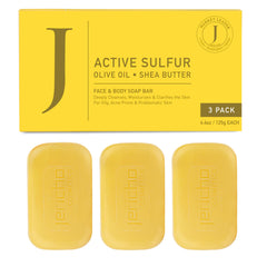 Jericho front packaging of Dead Sea sulfur soap showing label and size, reassurance of quality