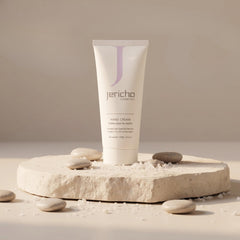 Jericho tube on bathroom counter suggests daily hand care convenience