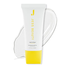 JESS BEAUTY front tube of Let It Sun SPF 50 showing compact design and clear finish