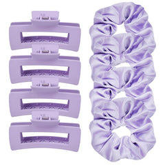 JGQUR lilac set front packaging showing clips and scrunchies for easy styling