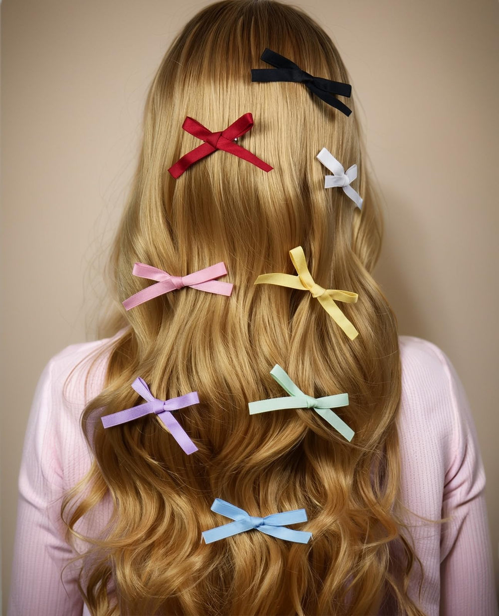 JGQUR bow clip worn in a half-up hairstyle showing instant styling benefit