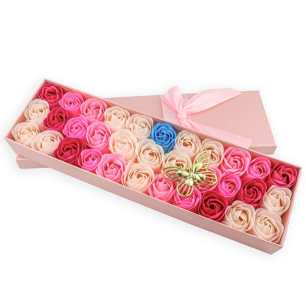 JIALEEY rose soap box front view showing neat gift-ready packaging and pretty presentation
