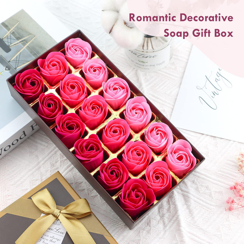 JIALEEY open gift box revealing all 18 soap rose petals as a ready present