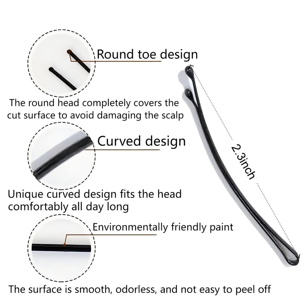 Jimmidy close-up of curved pin head showing rounded tip for scalp comfort