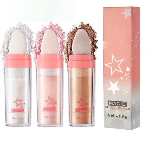 JISKG highlighter front view showing compact and shades, portable shimmer