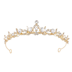 JITINX gold tiara front view shows elegant shape and sparkle