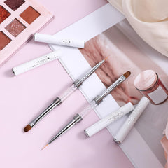 JJUNW brushes styled on vanity conveying professional salon-ready tools
