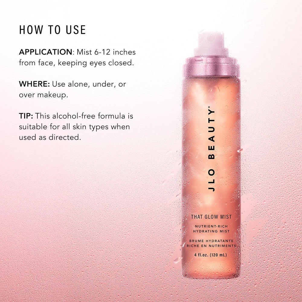 JLO BEAUTY bottle side label showing ingredients and calming appeal